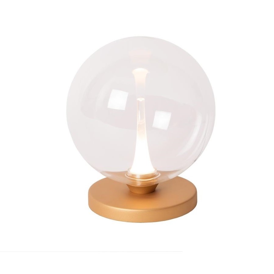 Lucide Gisela Tafellamp Ø16 cm – Goud – Helder Glas -LED – 2700K – Niet Dimbaar